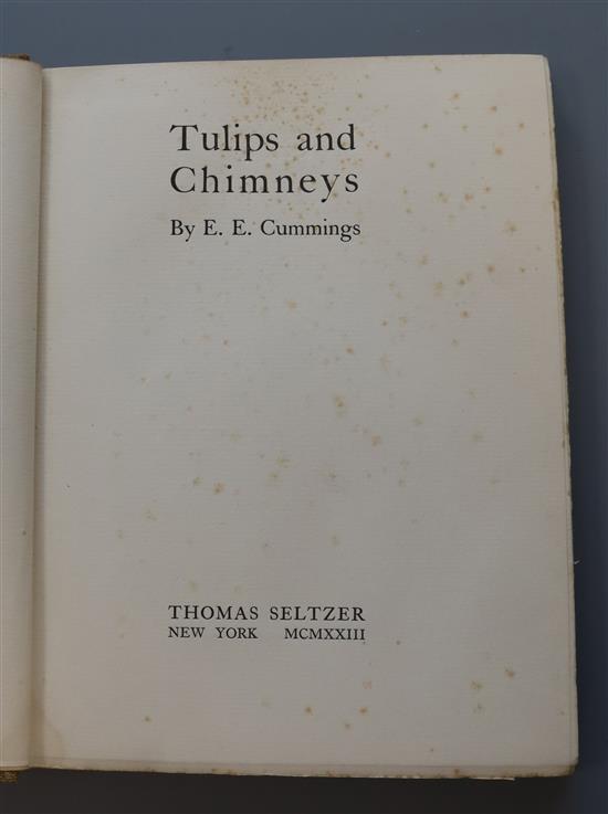 Cummings, Edward Estlin - Tulips and Chimney, 1st edition, 8vo, half cloth, Thomas Seltzer, New York 1923,